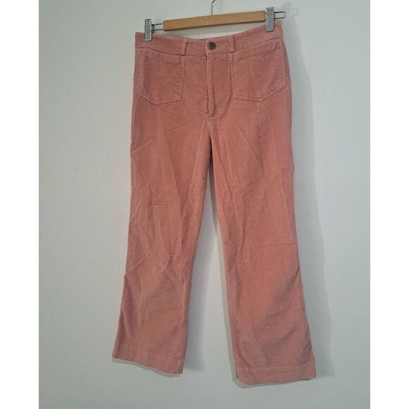 Steven Alan USA womens size 2 SALMON PINK corduroy cropped flare hem pants - Picture 1 of 9